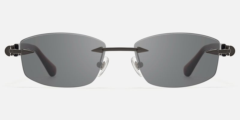 Fracture - Dark Gray Tint Rimless Sunglasses | Vooglam