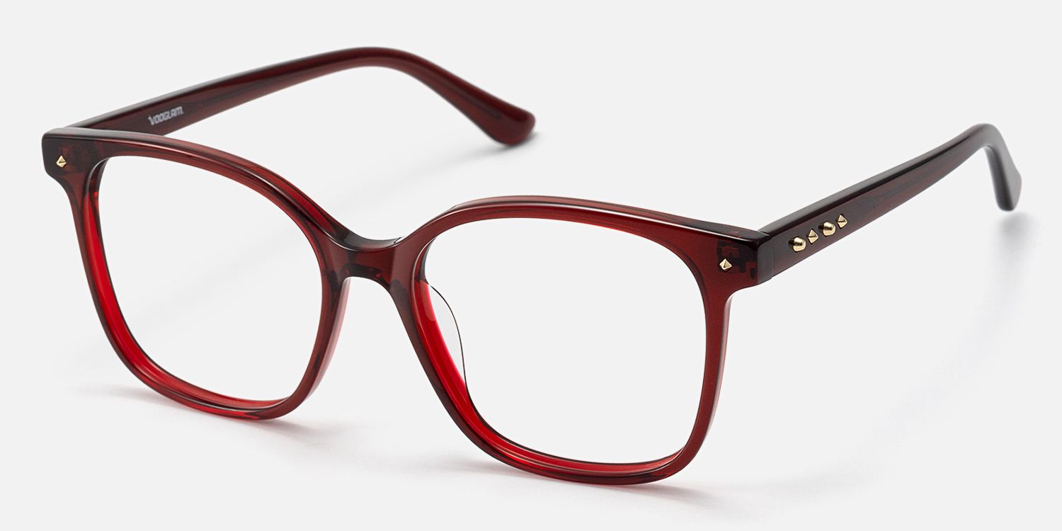 Spacek - Bold Square Red Boho Eyeglasses | Vooglam Front View