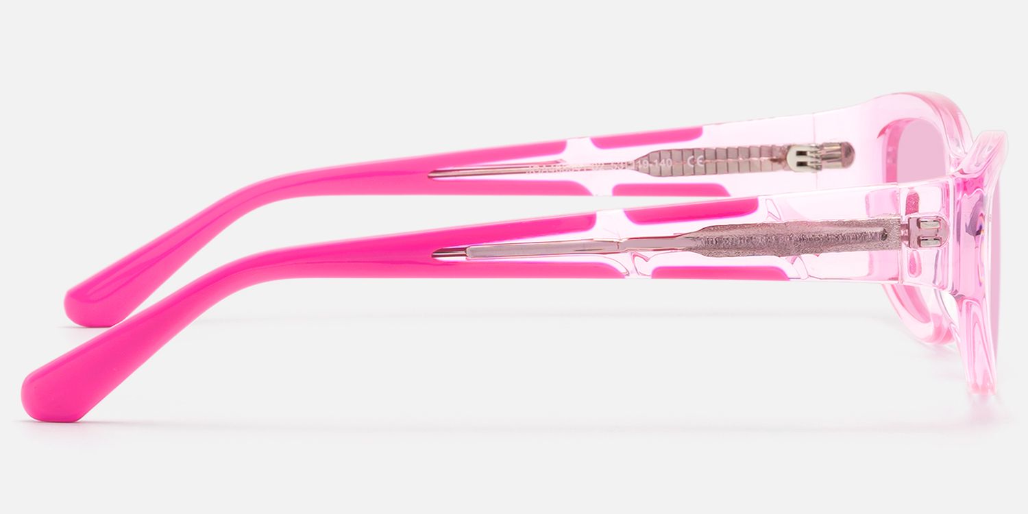 Bubble - Clear Pink Tint Oval Rectangle Shades by Vooglam - Side View
