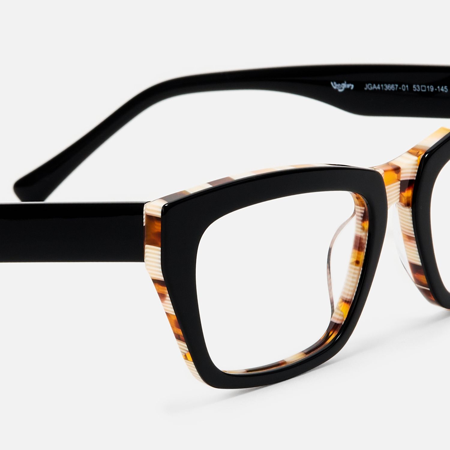 Lola - Rectangle Black Eyeglasses | Vooglam Design Details