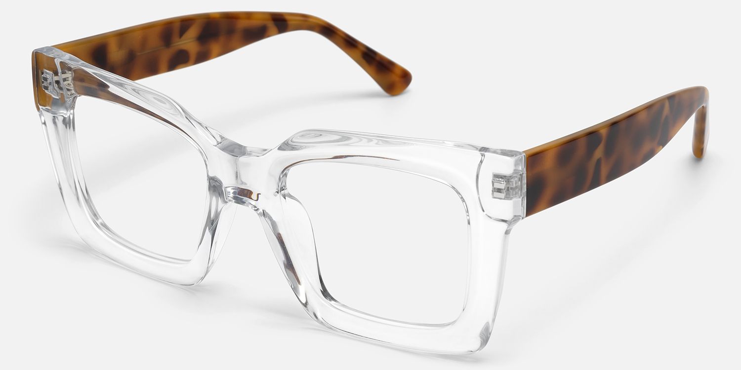 Pacheco - Clear Square Glasses Tortoise Temples | Vooglam Front View