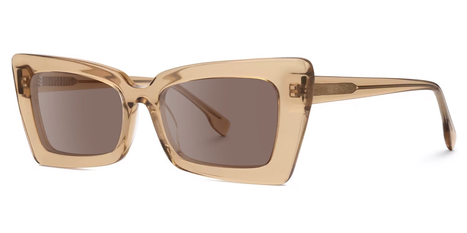 Sarah - Rectangle Tawny Sunglasses by Vooglam - Front View