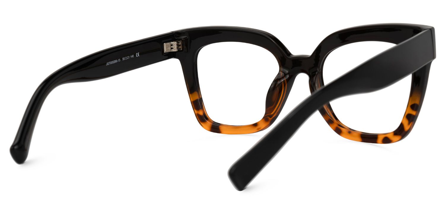 Naila - Bold Black Tortoise Square Eyeglasses | Vooglam Side View