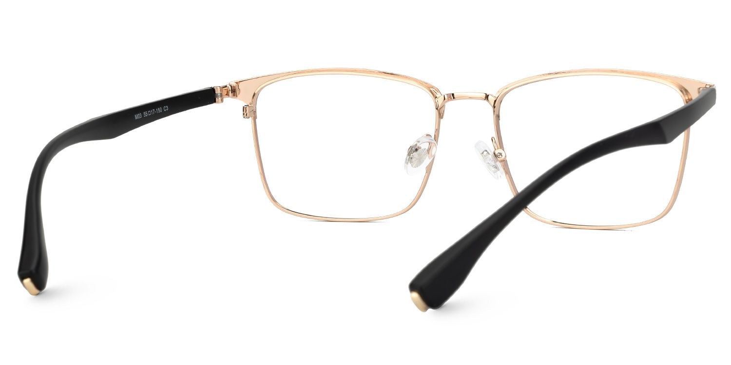Faruq - Rectangle Gold Eyeglasses | Vooglam Side View