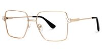 Fevziye - Square Gold Eyeglasses | Vooglam Front View