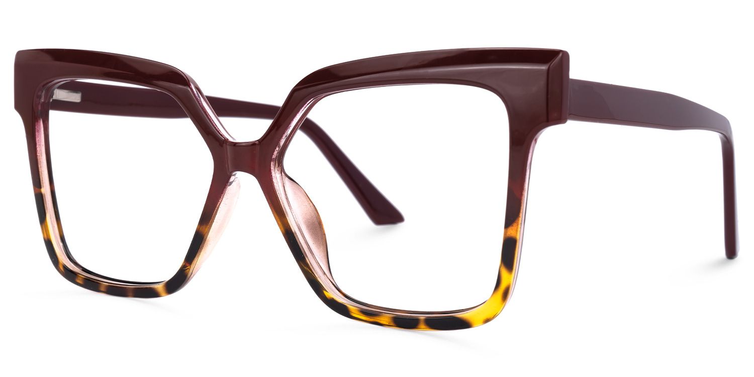 Istas - Square Coffee/Tortoise Eyeglasses | Vooglam Front View