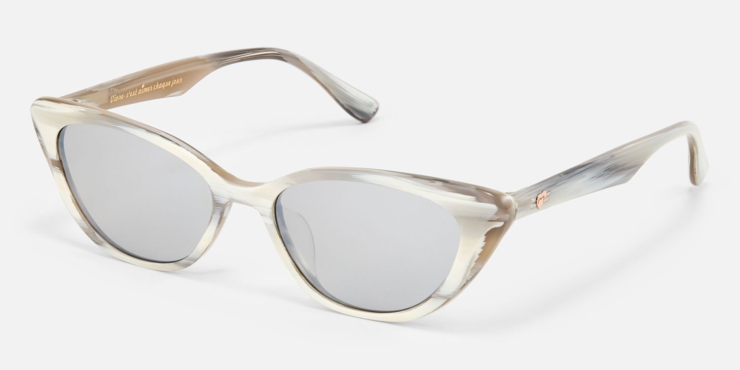 Jacinda - Cat Eye White Sunglasses | Vooglam Front View