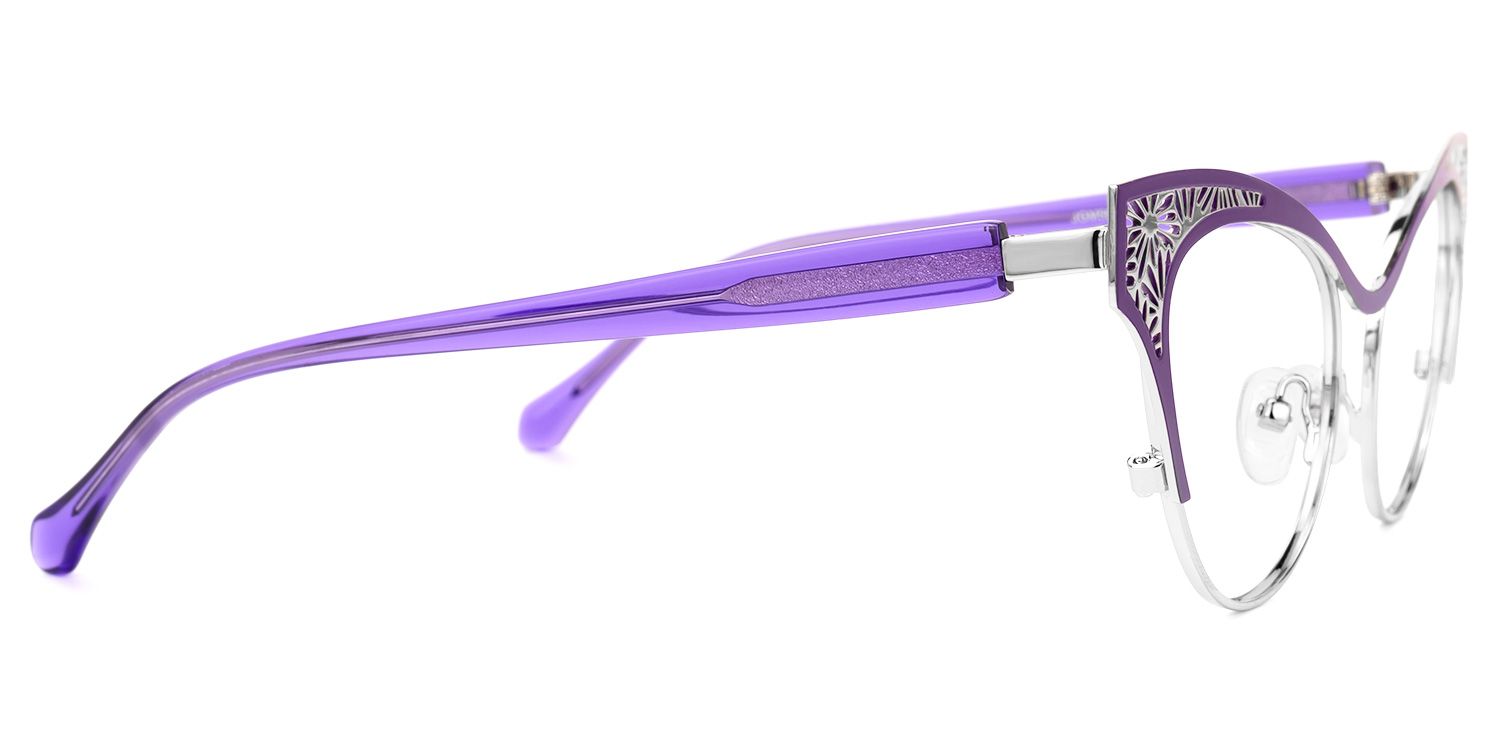 Callista - Cat Eye Purple/Silver Eyeglasses | Vooglam 4