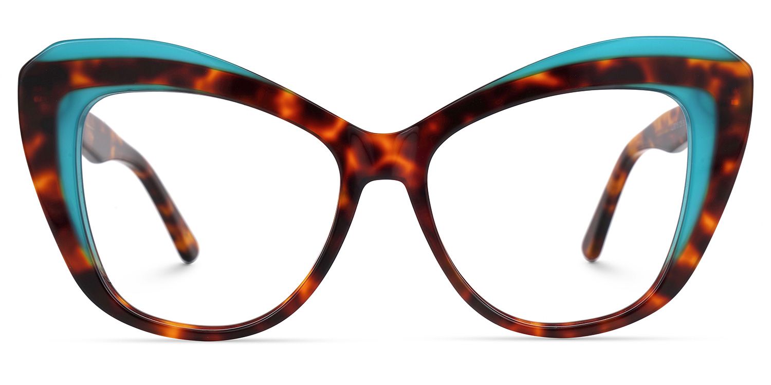 Ehren - Cat Eye Blue/Tortoise Eyeglasses by Vooglam - Angle View