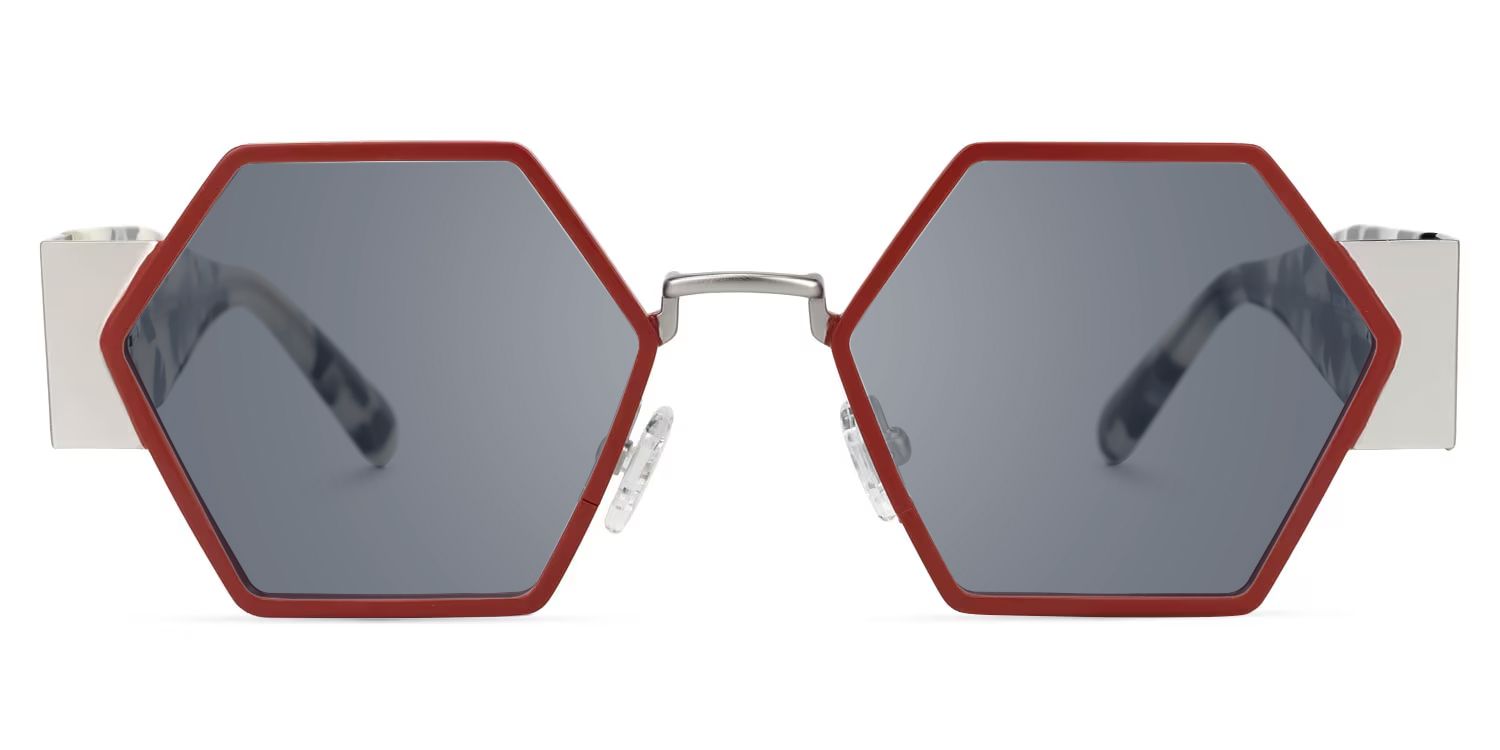 Lizzy - Geometric Red Sunglasses | Vooglam Angle View