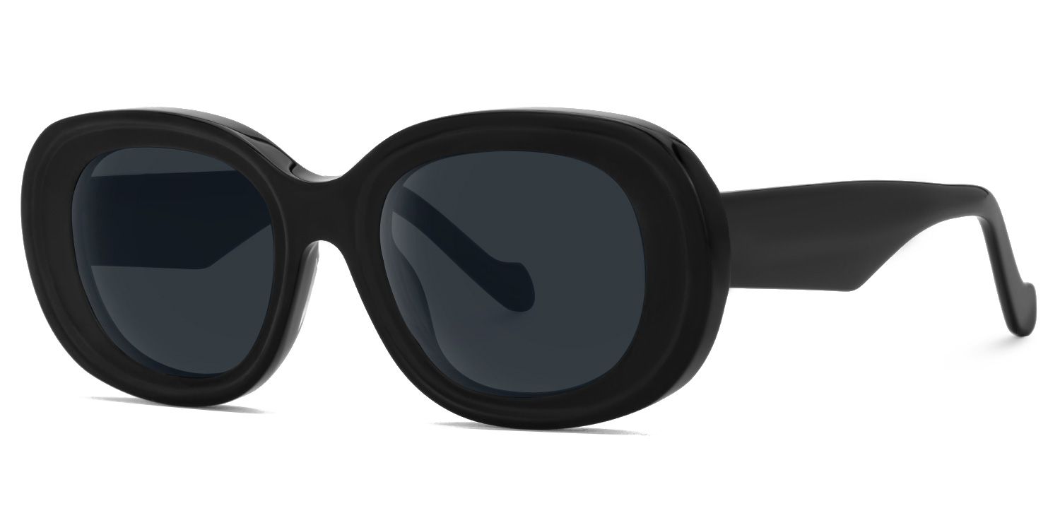 Kahale - Oval Black Prescription Sunglasses | Vooglam Front View