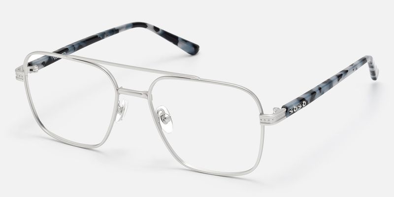 Kovar - Silver Double Bridge Metal Aviator | Vooglam