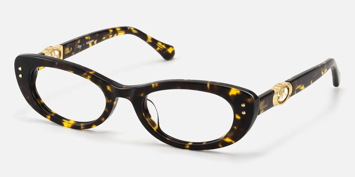 tortoise round oval with gold metal hinge glasses