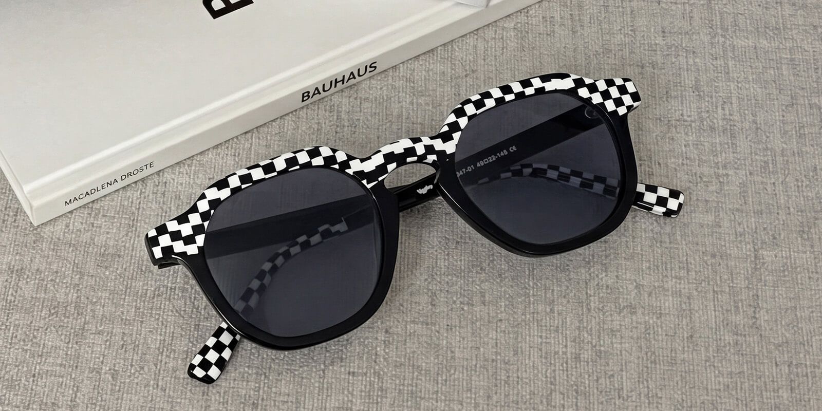 black and white checkered glasses