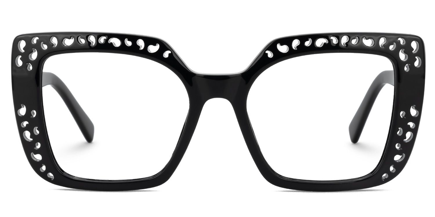 Fauci - Square Black Eyeglasses | Vooglam Angle View