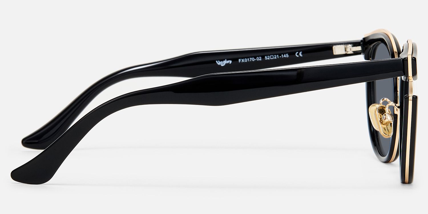 Retro - Black Round Sunglasses | Vooglam Side View