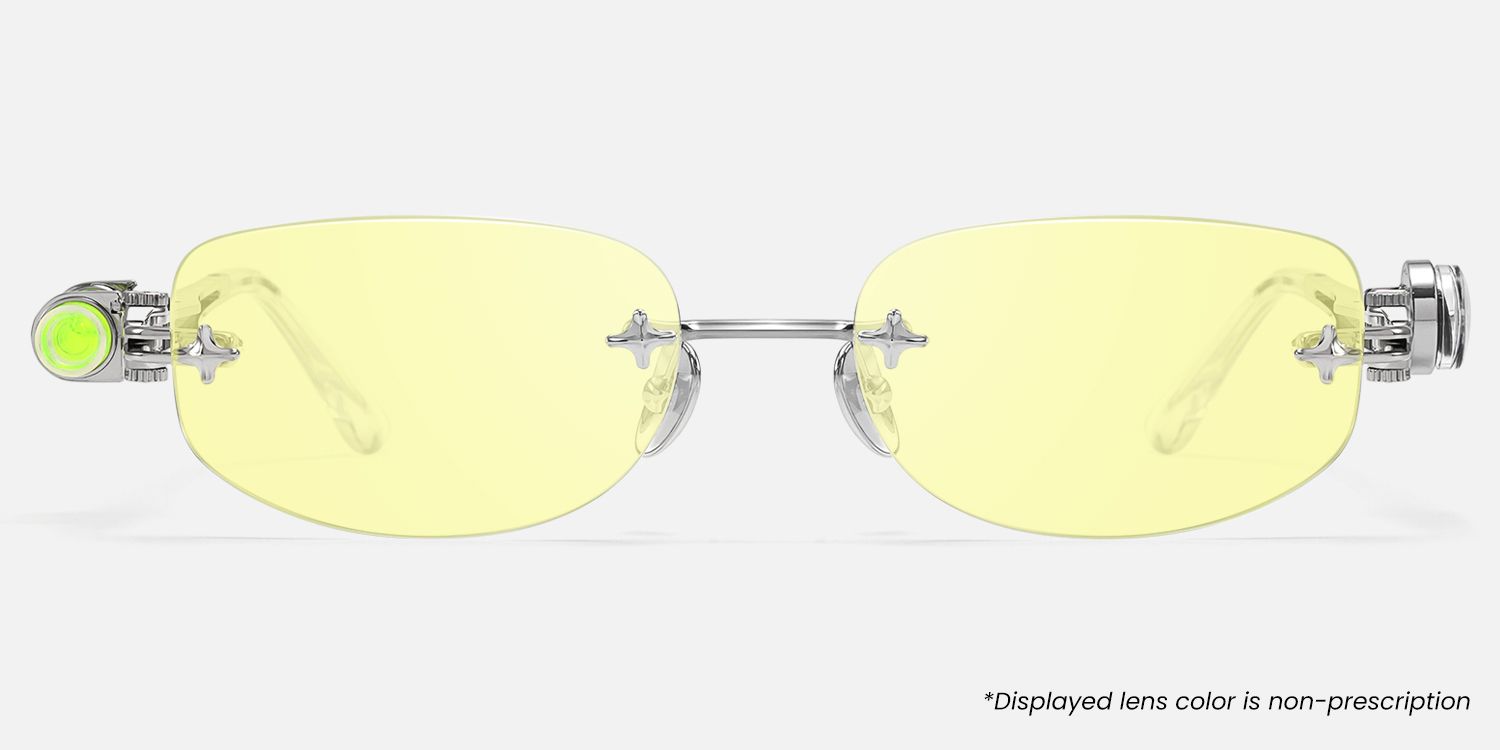The Utilitarian - Rimless Yellow Tint Sunglasses | Vooglam Angle View