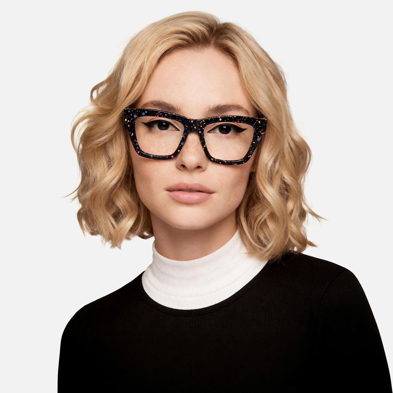 Explore the design story of Drip - Rectangle Black Eyeglasses | Vooglam