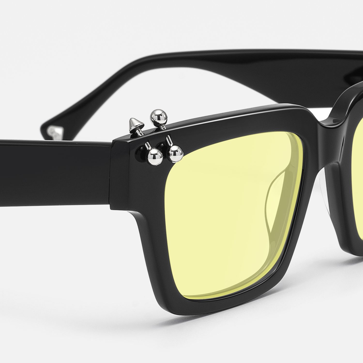 PIERCE - Sleek Square Black Sunglasses | Vooglam Design Details