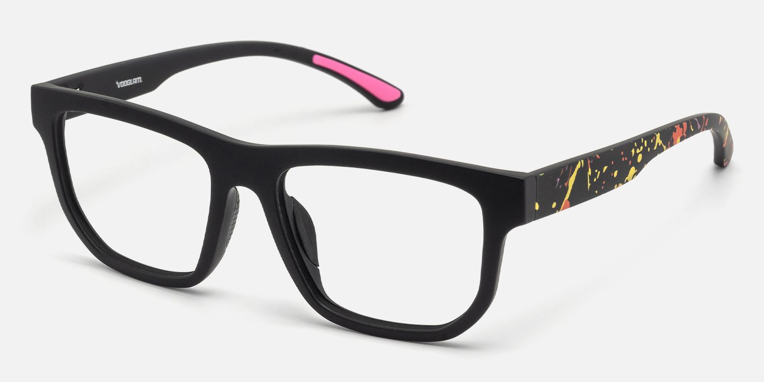 Nocturnal - Geometric Black Eyeglasses | Vooglam Front View