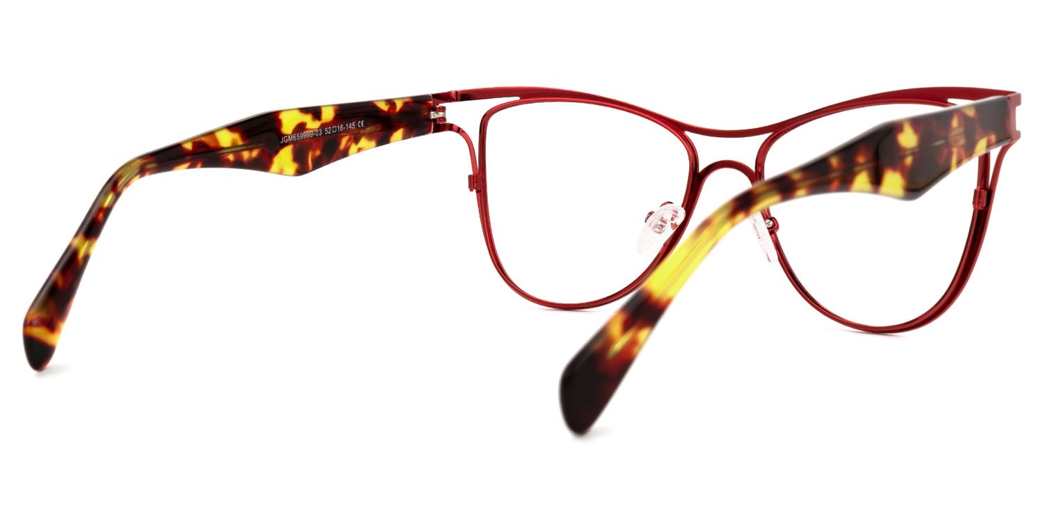Aella - Aviator Red Eyeglasses | Vooglam Side View