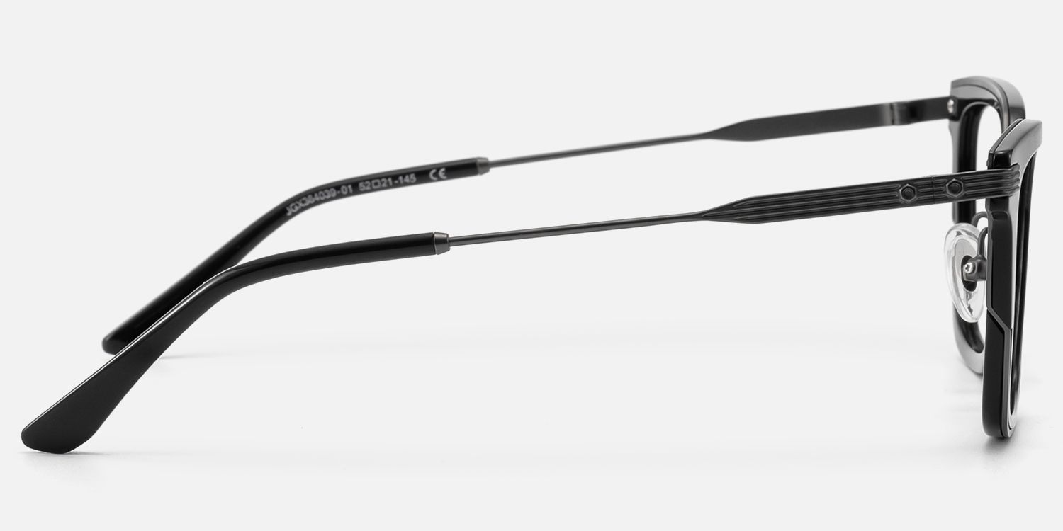 Kassel - Matte Gunmetal Modular Square Glasses | Vooglam Side View