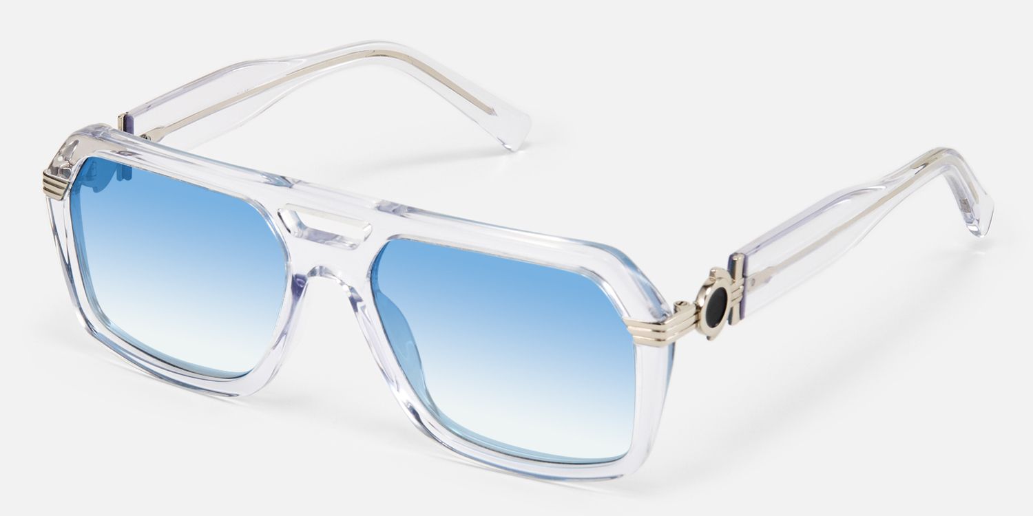 Maverick - Clear Blue Aviator Sunglasses | Vooglam Front View