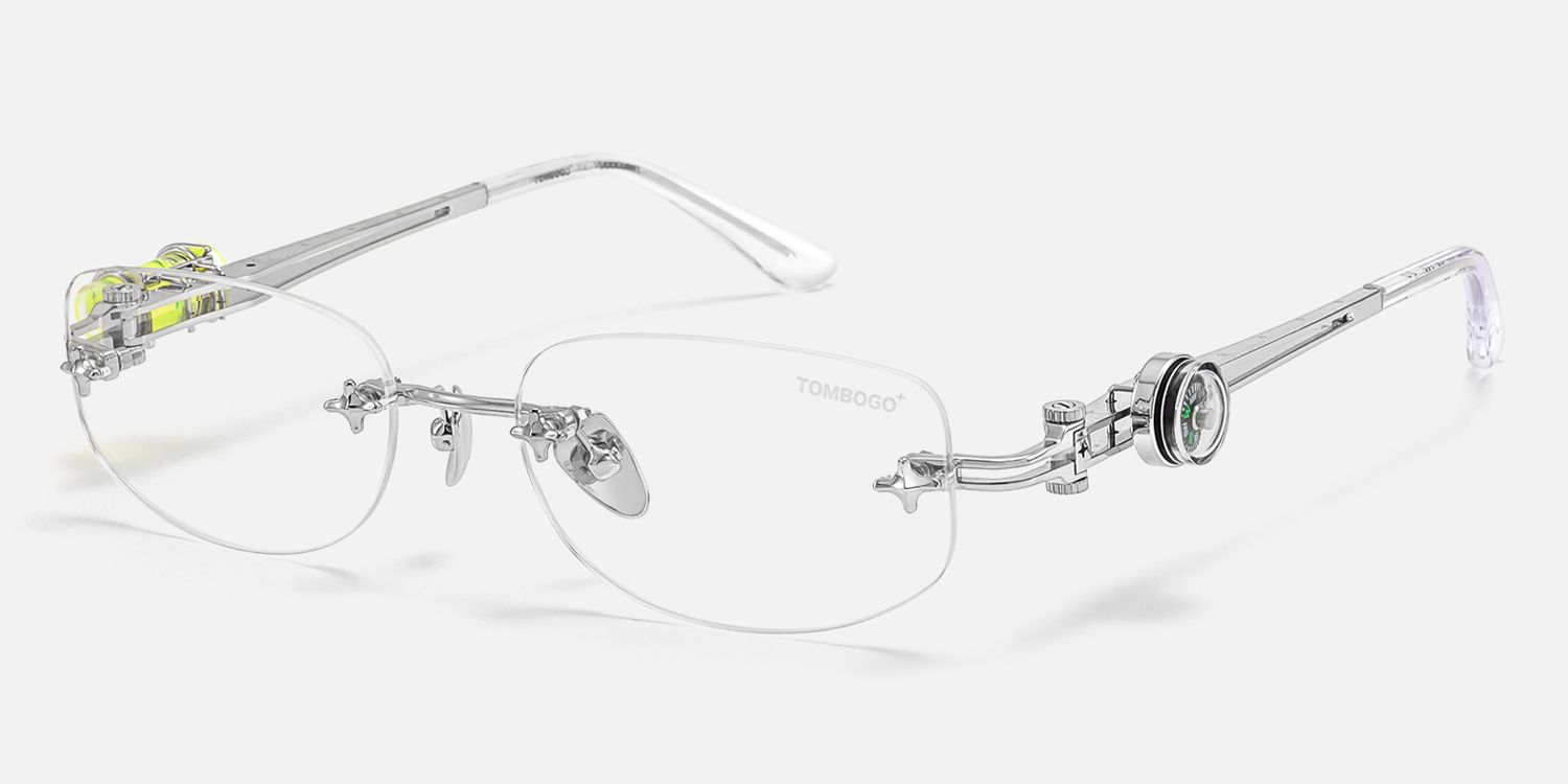 The Utilitarian - Oval Silver Eyeglasses | Vooglam Front View