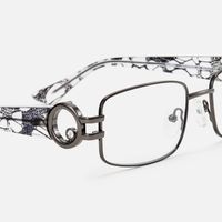 Aurae - Rectangle Grey Eyeglasses | Vooglam Design Details