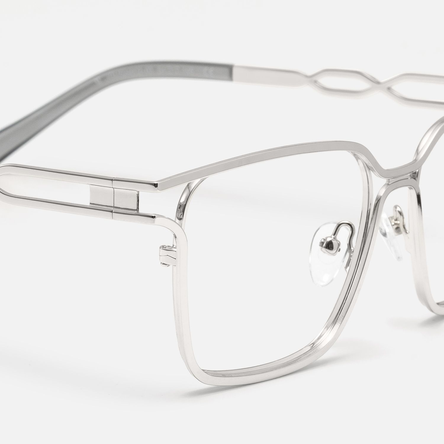 Frenzy - Rectangle Silver Eyeglasses product detail 4