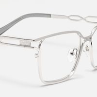 Frenzy - Rectangle Silver Eyeglasses | Vooglam Design Details