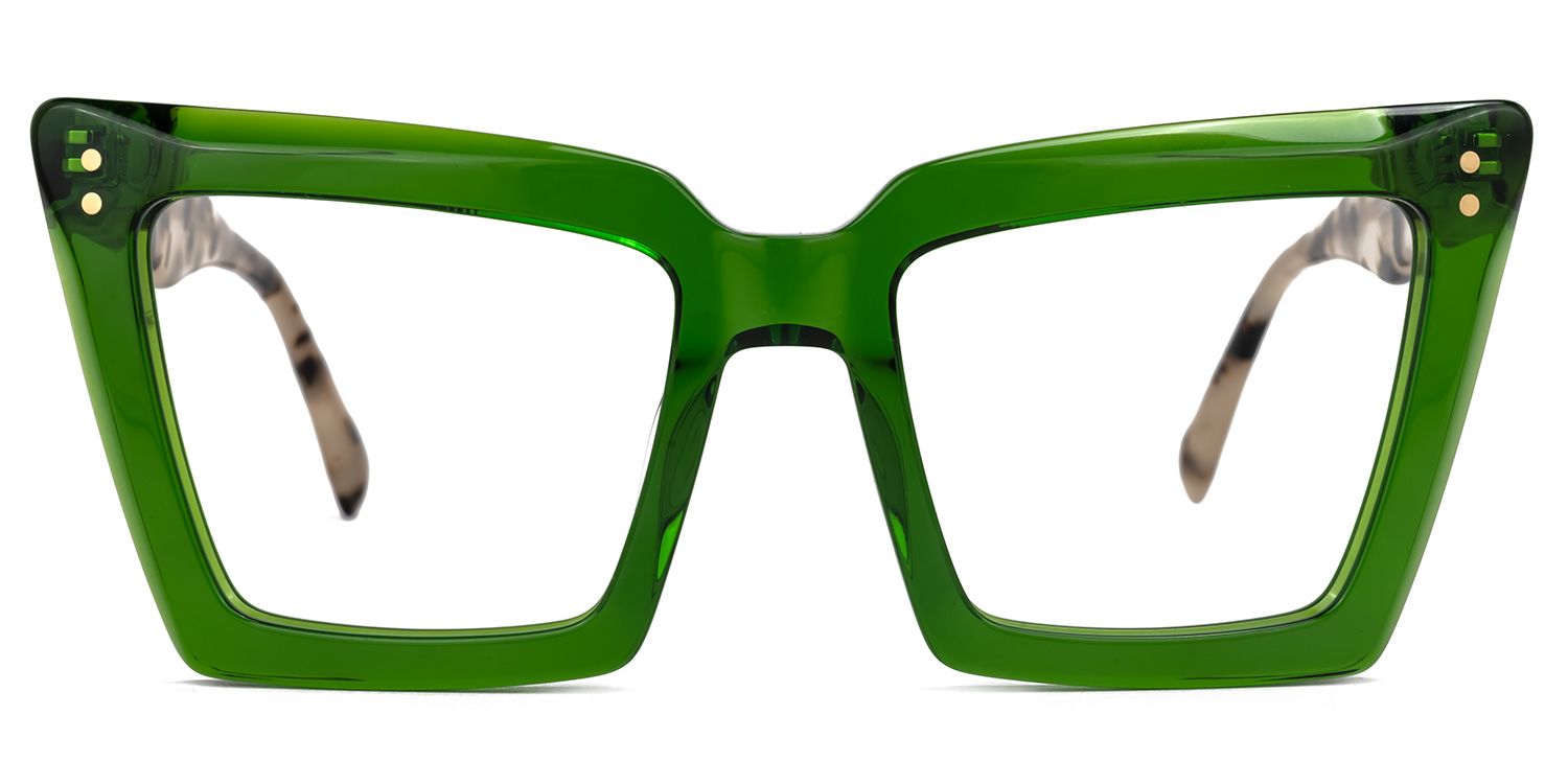 Eduardo - Square Green Eyeglasses | Vooglam Angle View