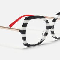 Julietta - Geometric White/Black Eyeglasses | Vooglam Design Details