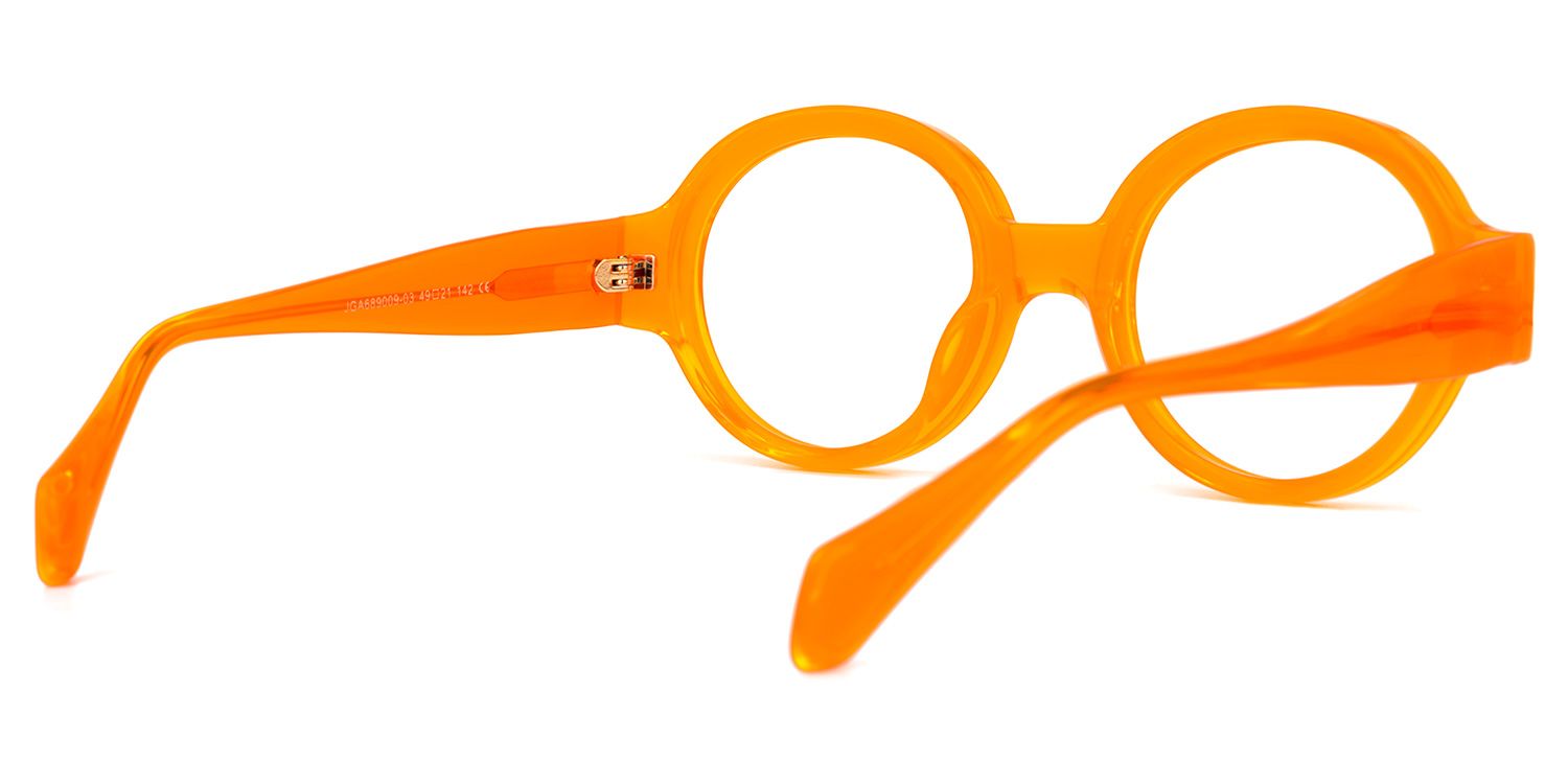 Aelwen - Round Orange Eyeglasses | Vooglam Side View