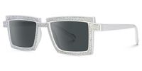 Pandeia - Rectangle Silver Sunglasses | Vooglam Front View