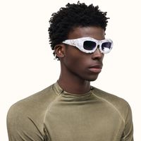 The Geologist - Geometric White Sunglasses | Vooglam On Model 4