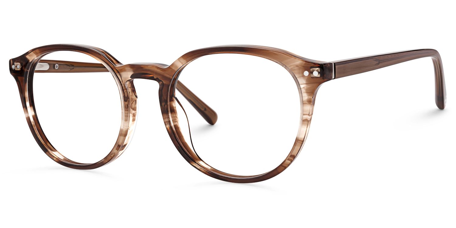 Hamida - Round Brown Eyeglasses | Vooglam Front View