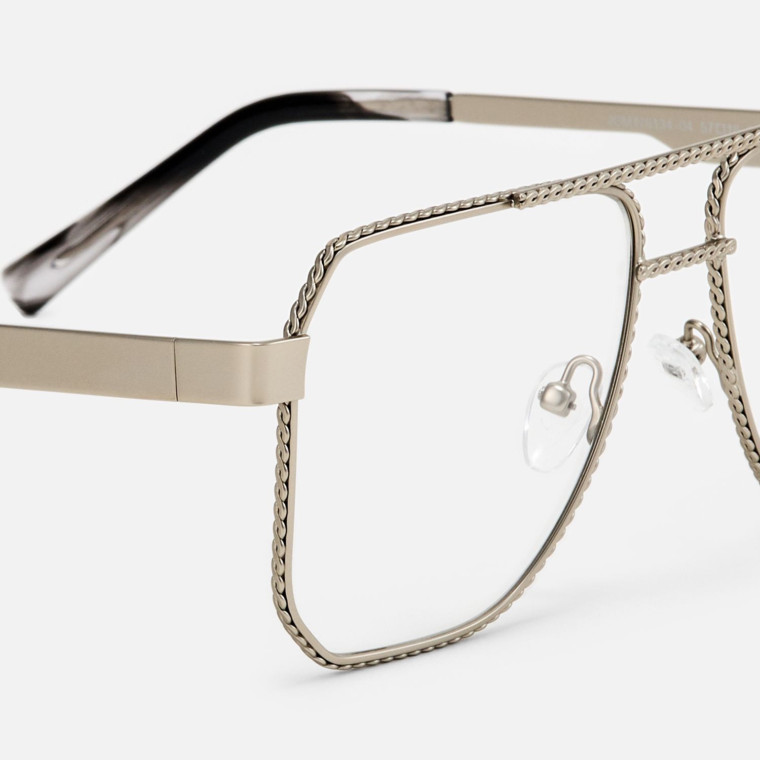 Fidelina - Aviator Silver Eyeglasses | Vooglam Design Details