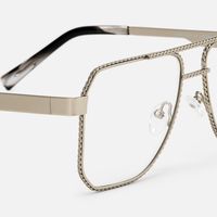 Fidelina - Aviator Silver Eyeglasses | Vooglam Design Details