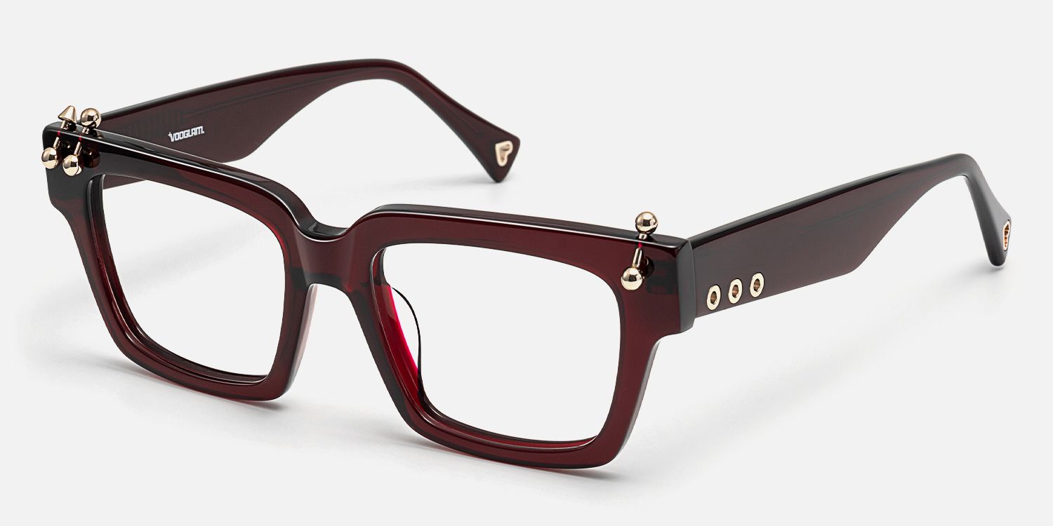 PIERCE - Square Red Eyeglasses | Vooglam Front View