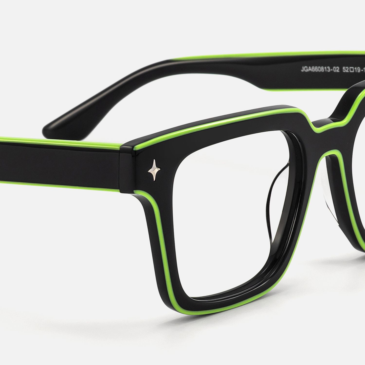 Fractal - Square Black Eyeglasses | Vooglam Design Details