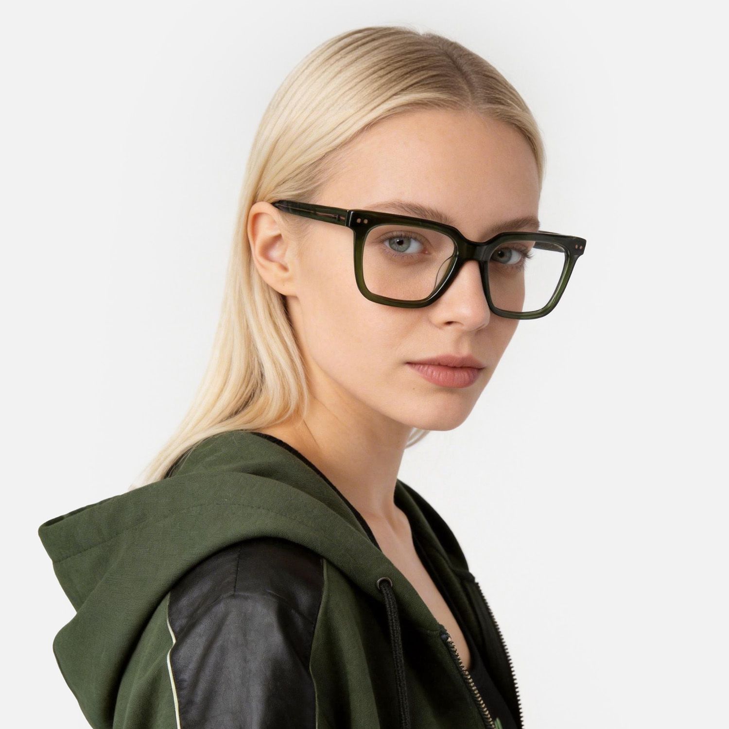 Explore the design story of Remix - Rectangle Green Eyeglasses | Vooglam