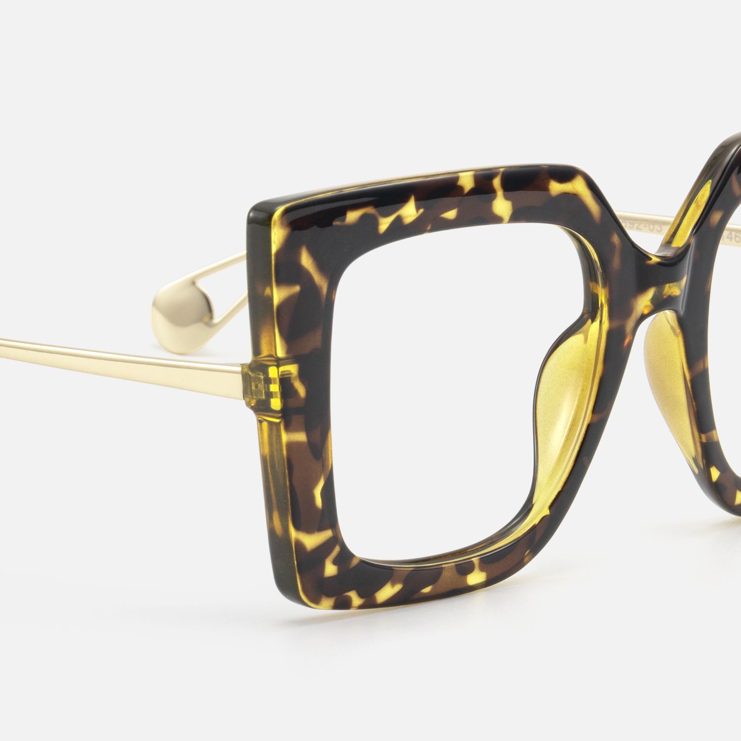 Adrienne - Square Tortoise/Gold Eyeglasses | Vooglam Design Details
