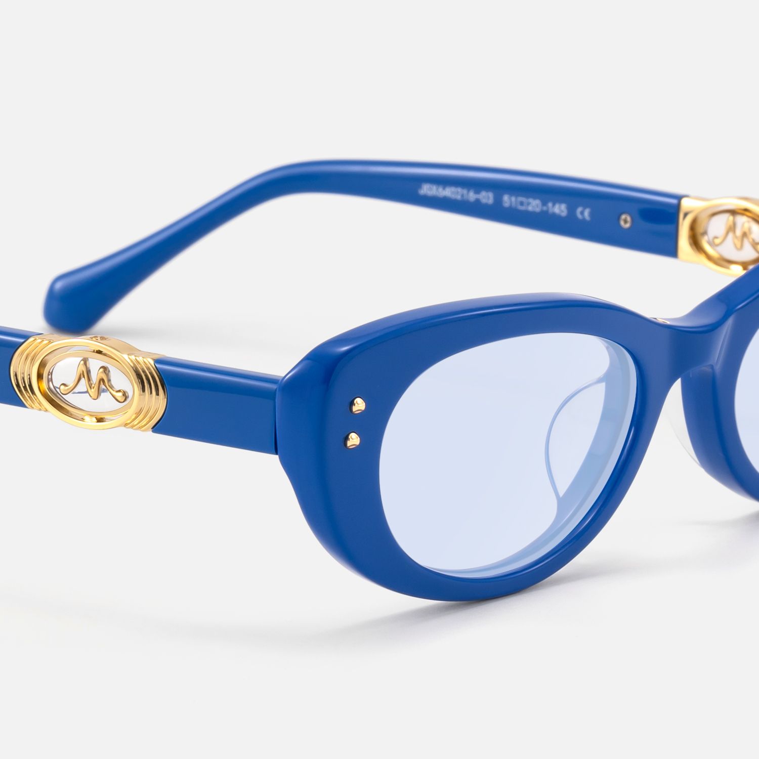 Ginza - Blue Tinted Acetate Narrow Cat Eye Shades | Vooglam Design Details