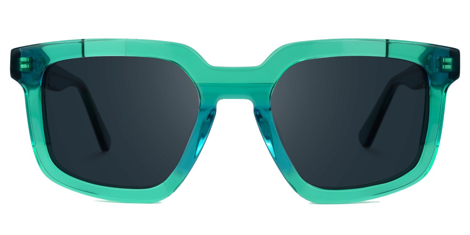 Davu - Geometric Green Sunglasses by Vooglam - Angle View