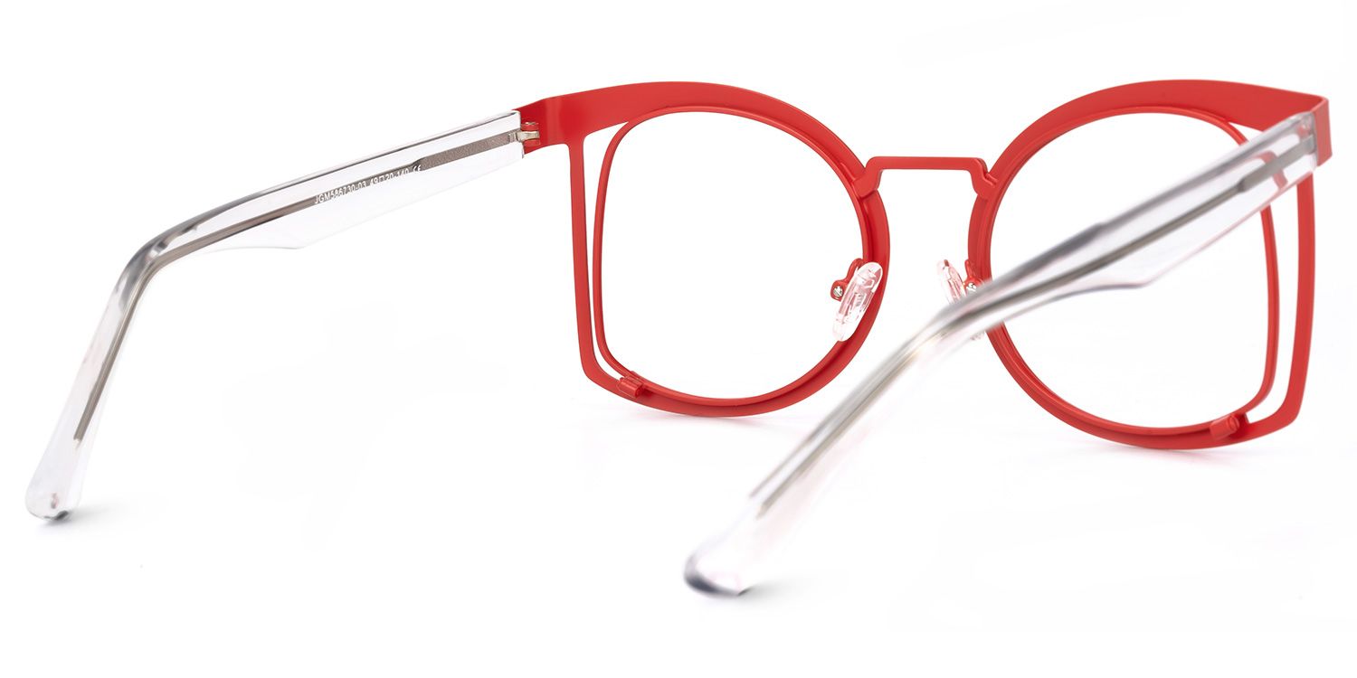 Adelita - Square Red Eyeglasses | Vooglam Side View