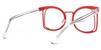 Adelita - Square Red Eyeglasses | Vooglam Side View