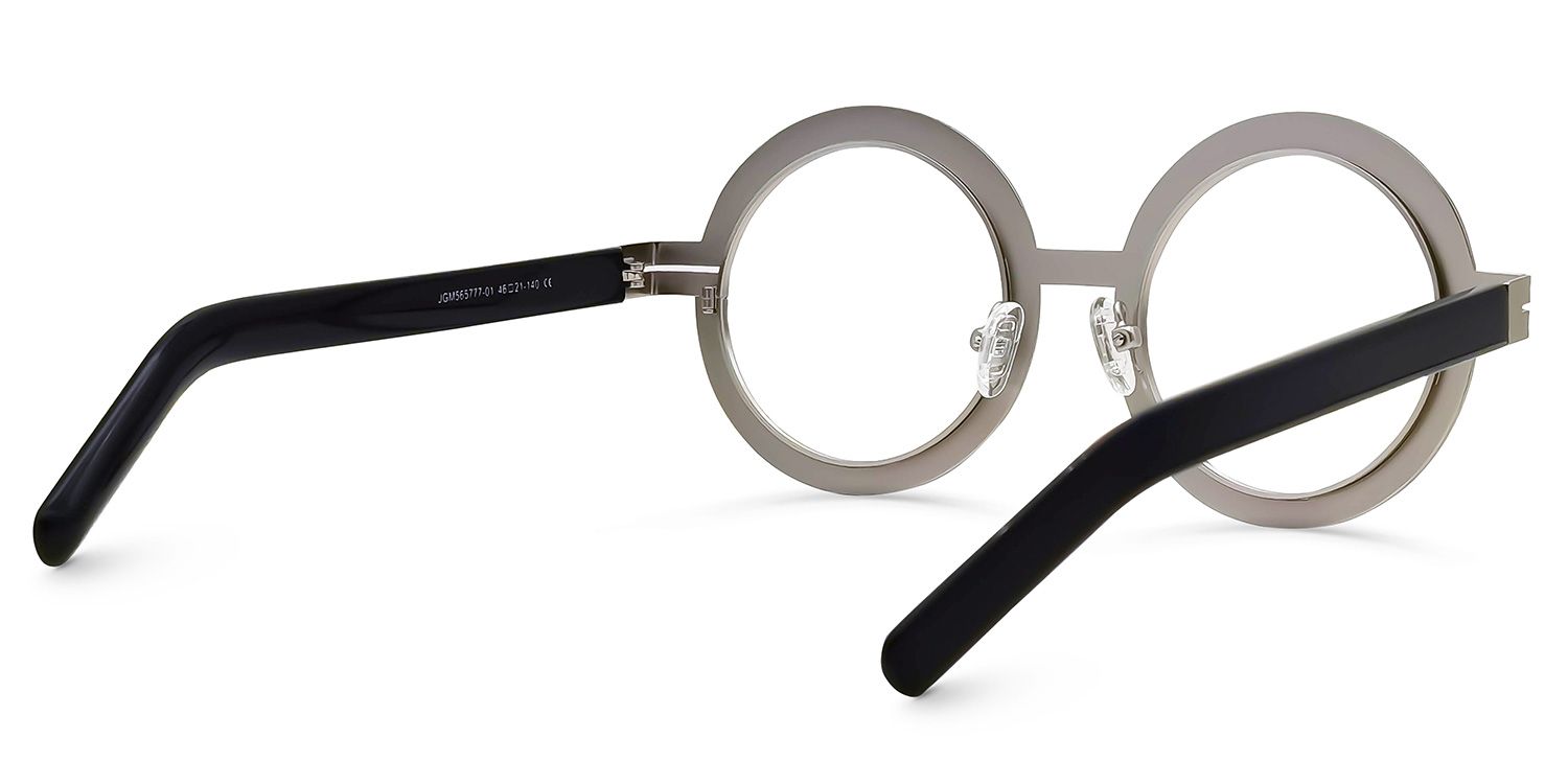 Adino - Round Black/White Eyeglasses | Vooglam Side View