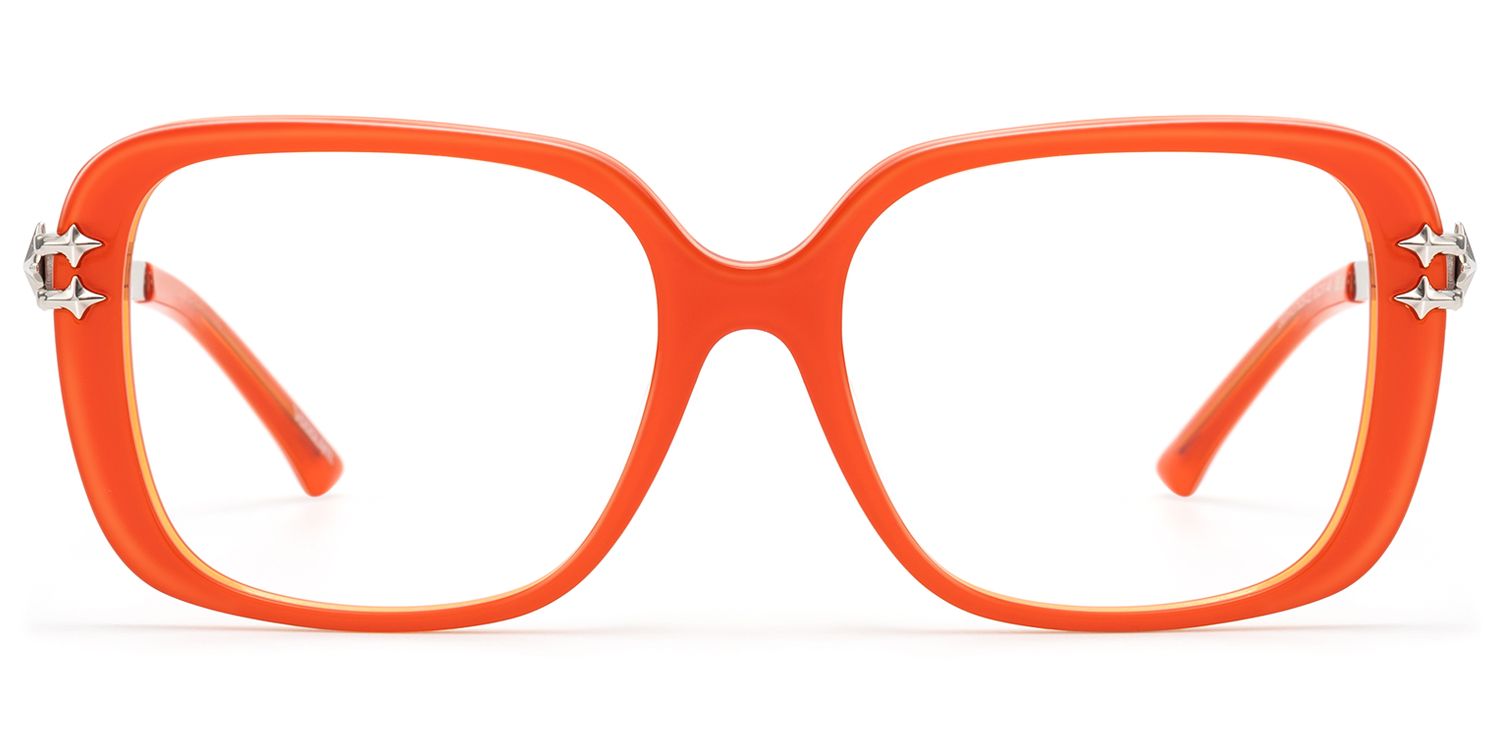 Nova - Neon Orange Star Deco Double Wire Glasses by Vooglam Product Details 1