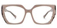 Edge - Geometric Brown Eyeglasses | Vooglam Angle View